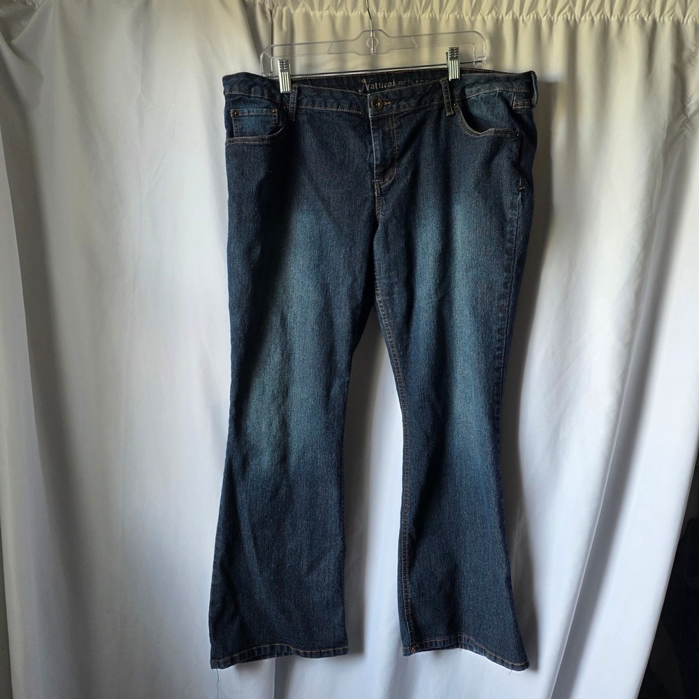 Natural Reflections Womens 18P Dark Wash Bootcut Jeans Petite Blue Denim